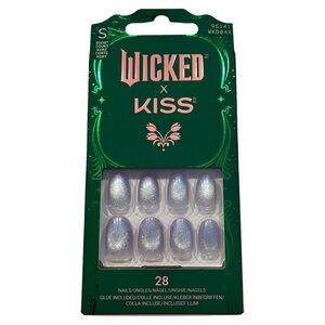 3/$15 Wicked x Kiss Press-On Nails 28 Count Short Length Iridescent Glitter NWT